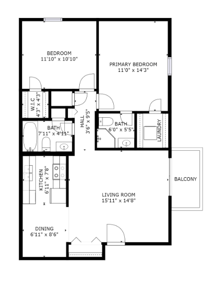 a floor plan of a house with bedrooms and a living room